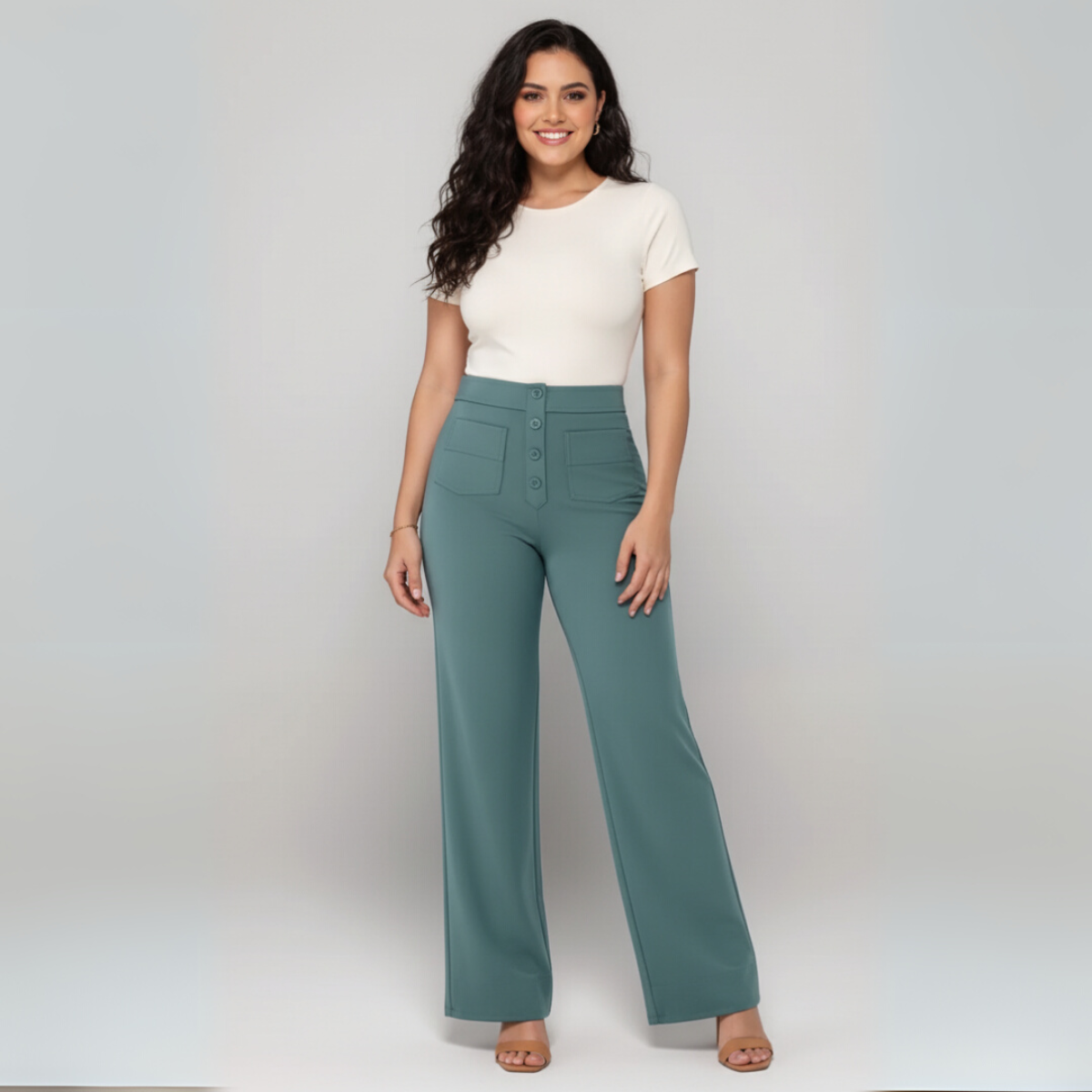 Anna | Spodnie z wysokim stanem i elastycznym pasem