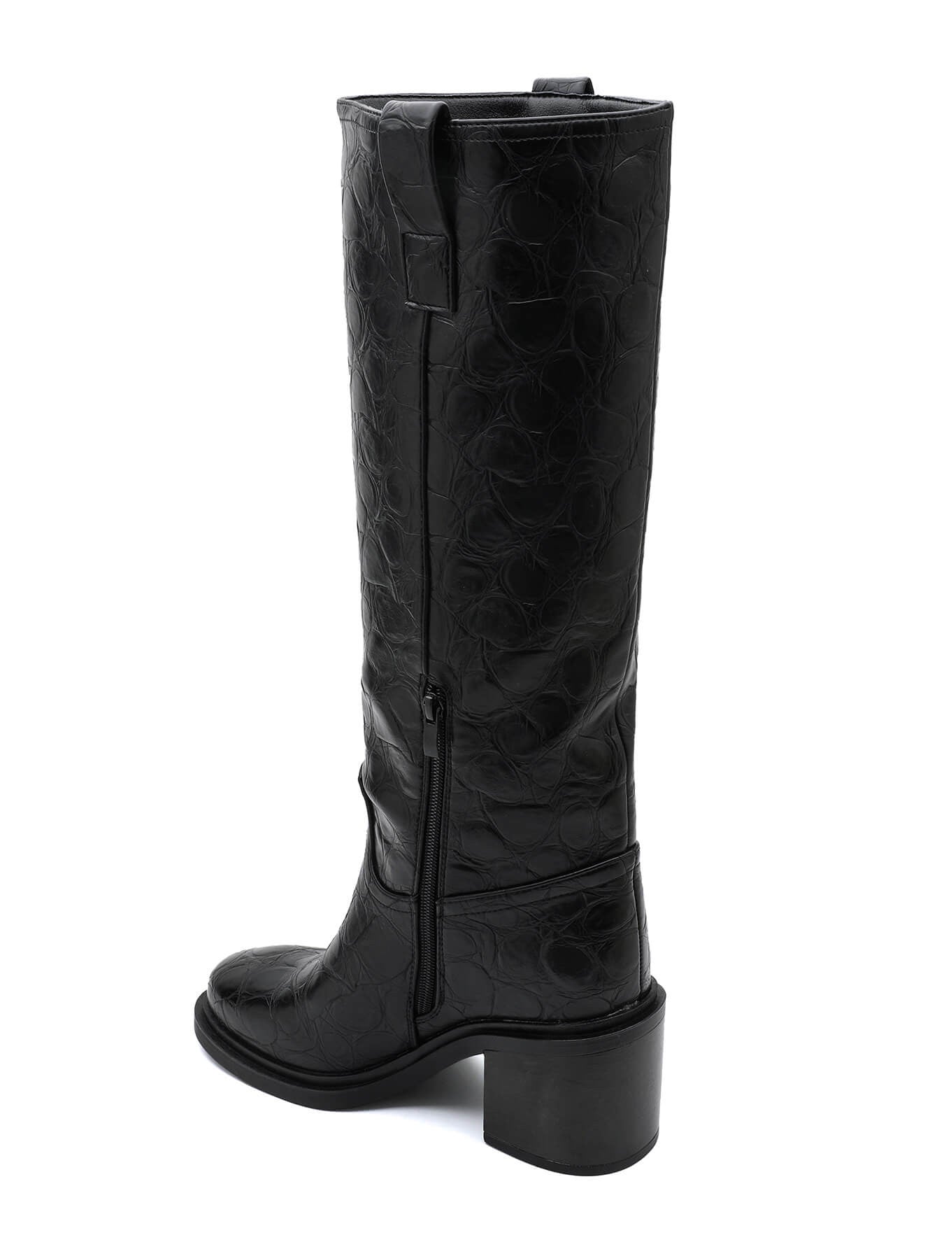 Magda | Czarne Wysokie Kozaki z Paskiem