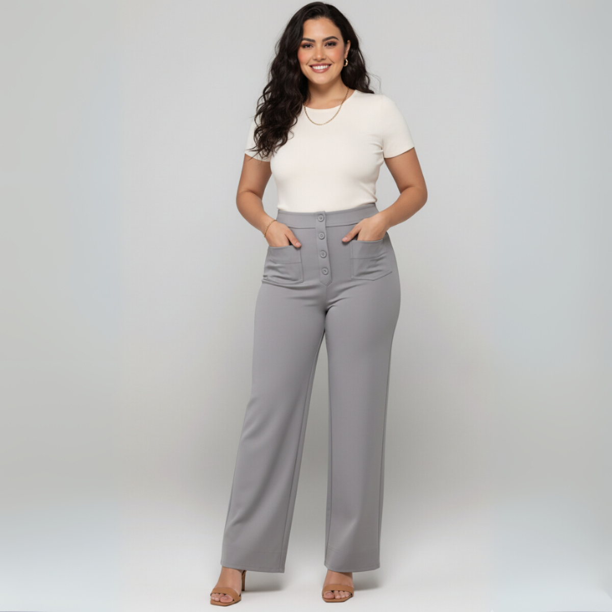 Anna | Spodnie z wysokim stanem i elastycznym pasem